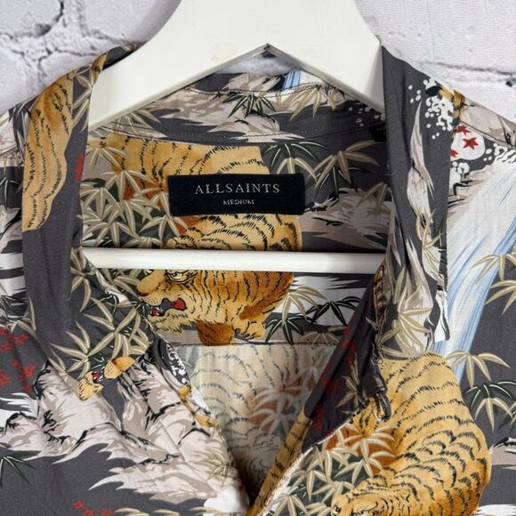 AllSaints Sumatra Hawaiian Tiger Print Shirt Size Medium C - Picture 2 of 9